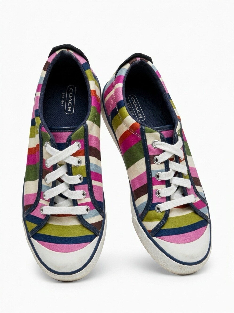 Coach Multicolor Striped Sneakers Size 8 1/2 Women's Casual Shoes